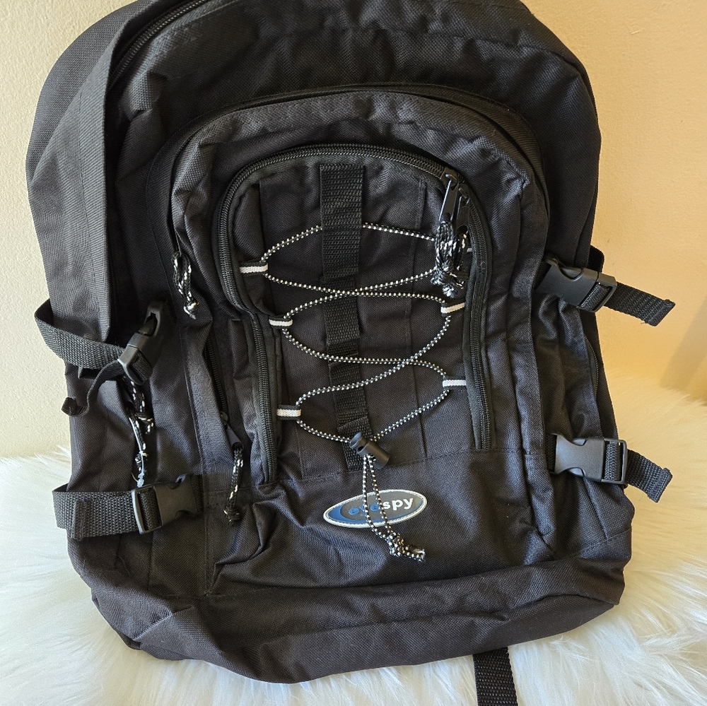 Eyespy  Compartment Backpack Adjustable Straps  with Pockets School Travel Black